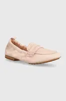 Semišové mokasíny Tommy Hilfiger TH SUEDE MOCCASIN dámské, růžová barva, na plochém podpatku, FW0FW07714