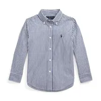 Dětská bavlněná košile Polo Ralph Lauren tmavomodrá barva