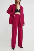 Kalhoty La Mania MOVE dámské, růžová barva, široké, high waist, MOVE