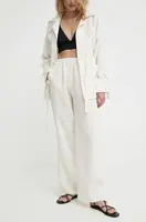 Kalhoty Answear.LAB dámské, béžová barva, jednoduché, high waist