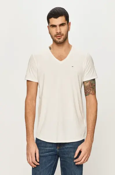 Tričko Tommy Jeans bílá barva, DM0DM09587