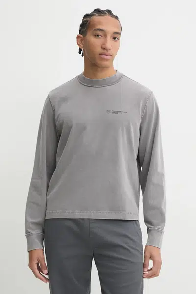 Bavlněné tričko s dlouhým rukávem Abercrombie & Fitch šedá barva, KI123-4080