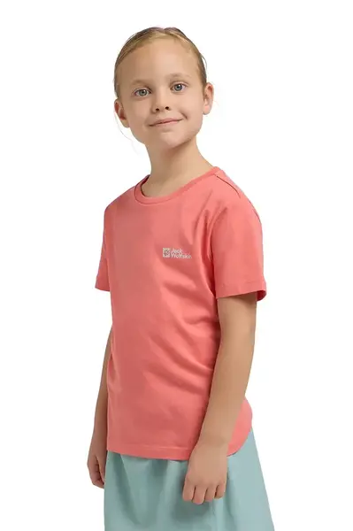Dětské bavlněné tričko Jack Wolfskin ESSENTIAL COTTON T K růžová barva, A64184