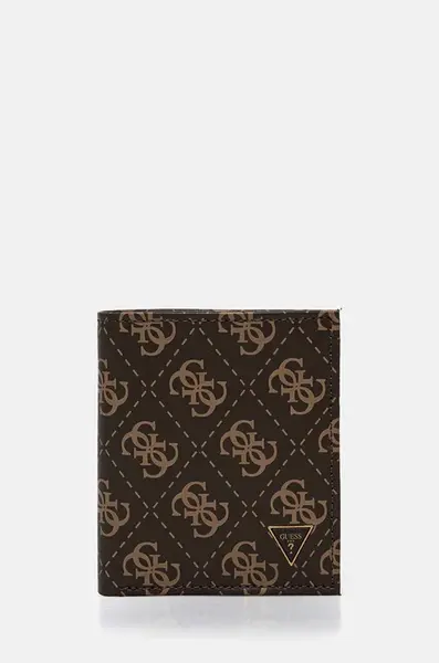 Kožená peněženka Guess hnědá barva