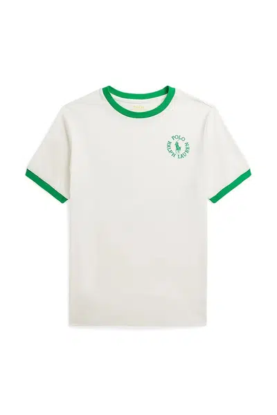 Dětské bavlněné tričko Polo Ralph Lauren bílá barva, 323964454001
