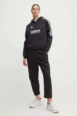 Mikina adidas Tiro dámská, černá barva, s kapucí, s potiskem, IX3780