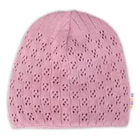 Baby Nellys Ažurková čepice, dvouvrstvá, bavlna, starorůžová, vel. 92/98
