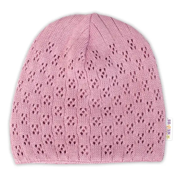 Baby Nellys Ažurková čepice, dvouvrstvá, bavlna, starorůžová, vel. 92/98