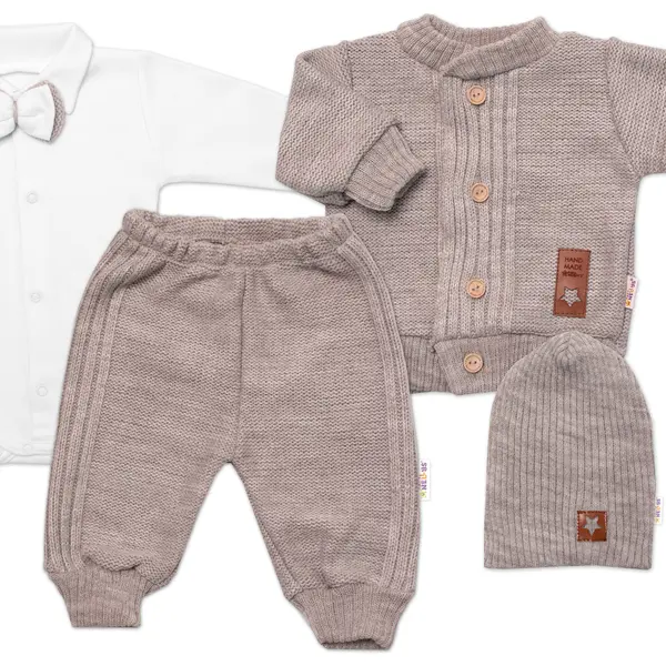 Baby Nellys 5D pletená sada, Boy - béžová, 62