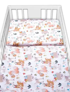 Baby Nellys 2-dílné bavlněné povlečení - Pohádková zvířátka - bílá vel.  135x100 cm