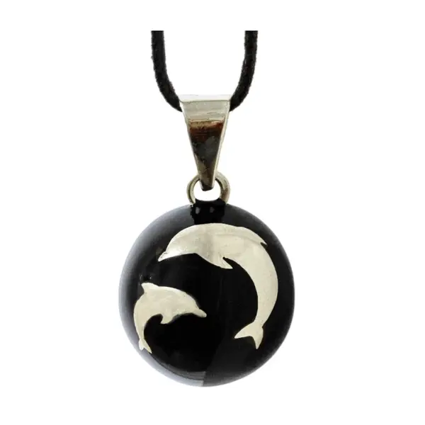 Bola Essentials Těhotenská rolnička 1 ks Black with Silver Dolphins