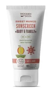 WoodenSpoon Baby & Family Opalovací tělové mléko Mango SPF50 150 ml
