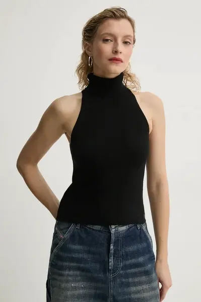 Bavlněná vesta G-Star černá barva, s golfem, D26410-D487