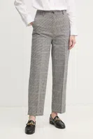 Vlněné kalhoty Pepe Jeans FLORINE šedá barva, jednoduché, high waist, PL211799