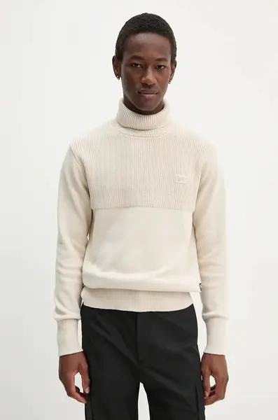 Bavlněný svetr G-Star béžová barva, s golfem, D25151-C868