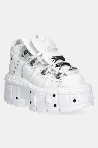 Kožené tenisky New Rock NAPA BLANCA + IMPERFECT TANK BLANCO TORNILLOS bílá barva, M-TANK106-C1