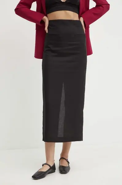 Sukně s příměsí lnu Bardot RHEE