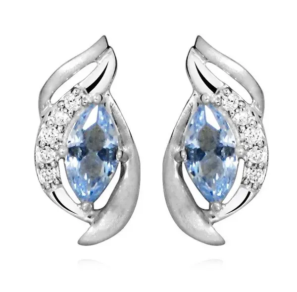 Silver Cat Půvabné stříbrné náušnice s modrým syntetickým spinelem SC460