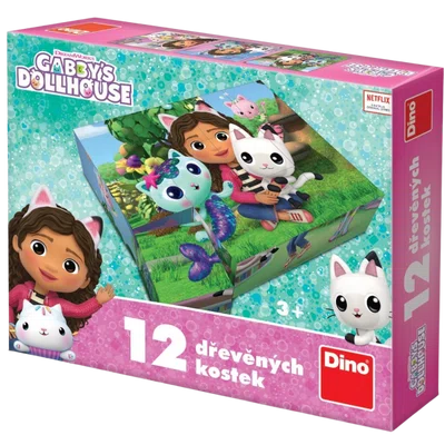 Dino - Dřevěné kostky Gábin kouzelný domek - Gábi 12 kostek