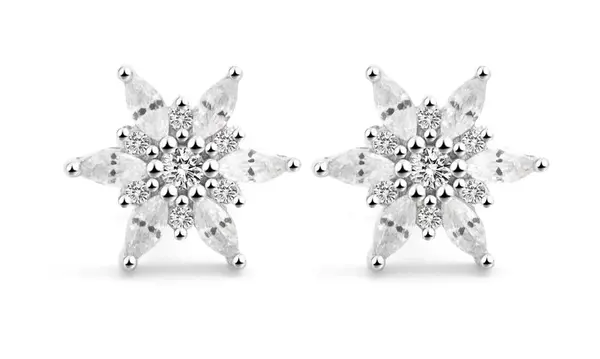 Beneto Stylové stříbrné náušnice Vločky AGUP2729