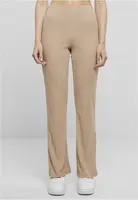 Dámské žebrované kalhoty béžové
