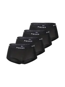 PIECES Nohavičky  čierna / biela