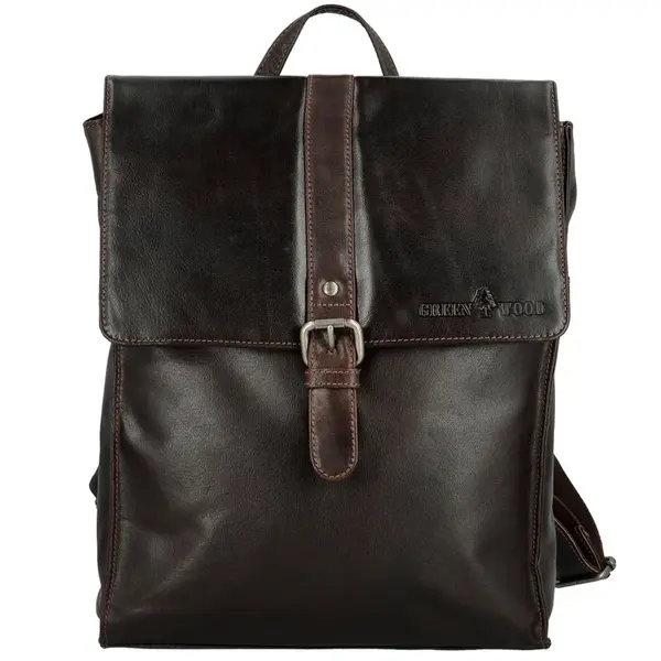 Kožený batoh tmavo hnedý - Greenwood Gaius
