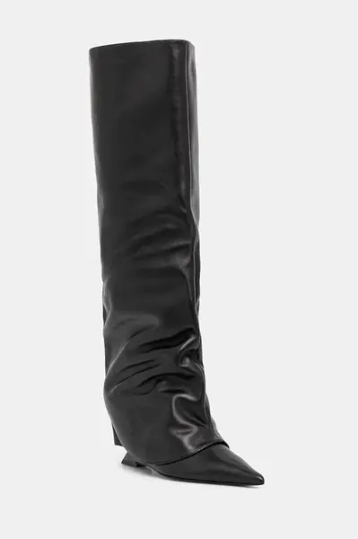 Westernové kožené boty Naked Wolfe Stated dámské, černá barva, na klínku, Stated Black Leather