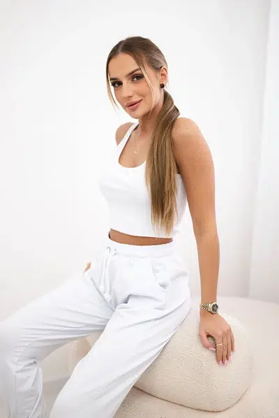 Set top+kalhoty bílé