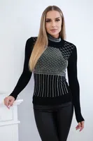 Viskózová halenka s motivem zirkonů černá