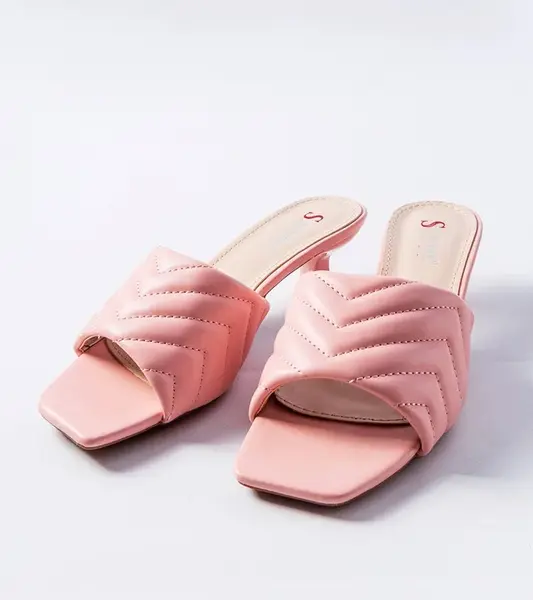 marka niezdefiniowana Pink low-heeled mules Launay