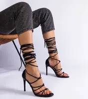 Gemre Black lace-up stiletto sandals Fortado