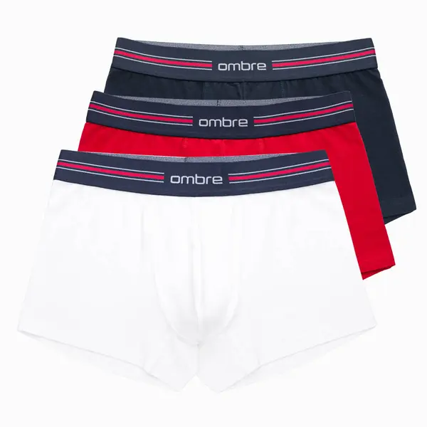 Ombre Classic fit men's boxer shorts with striped elastic band - 3 pack mix OM-UNBO
