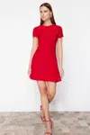 Trendyol Red Skirt Waist Opening Bow Detail Mini Woven Dress