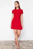 Trendyol Red Skirt Waist Opening Bow Detail Mini Woven Dress