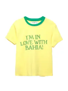 Pull&Bear Tričko 'BRASIL'  žltá / trávovo zelená