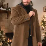 PLT8376 PÁNSKÝ KABÁT DEWBERRY - SVĚTLÝ VELBLOUD