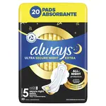 Always Nočné hygienické vložky Ultra Secure Night S5 20 ks