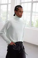 Trendyol Mint Slim Cotton Turtleneck Plain Knit Sweater