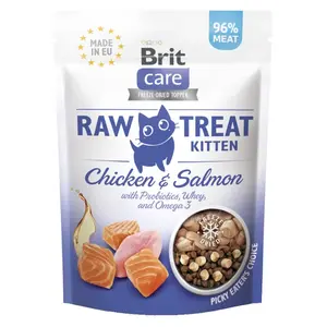 BRIT Raw Treat Cat Kitten Chicken&Salmon pamlsky pro koťata 40 g