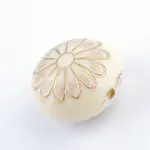 Flat Round with Flower Plating Acrylic Beads