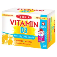 TEREZIA Vitamin D3 1000 IU 90 tobolek + Vitamin D3 kapky 10 ml DÁREK zdarma