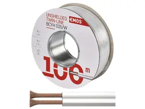 Dvojlinka nestíněná 2x0,35mm2 bílá EMOS S8231 100m
