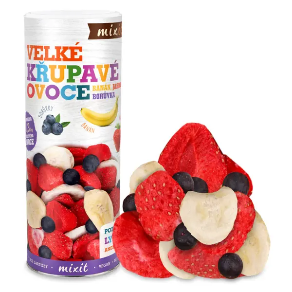 MIXIT Velké křupavé ovoce banán, jahoda, borůvka 160 g