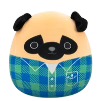 Plyšový mazlíček Squishmallows  Mops ve flanelové košili - Prince, 30 cm