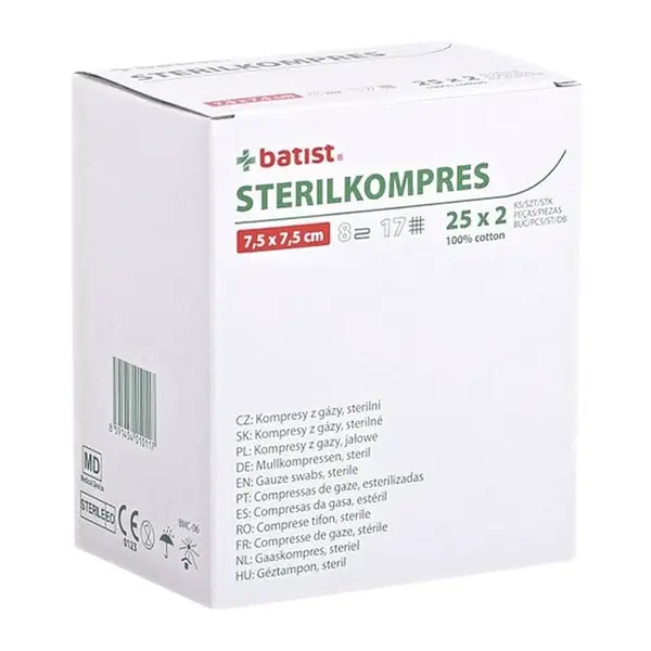 STERILKOMPRES 7.5 x 7.5cm 25 x 2 kusy