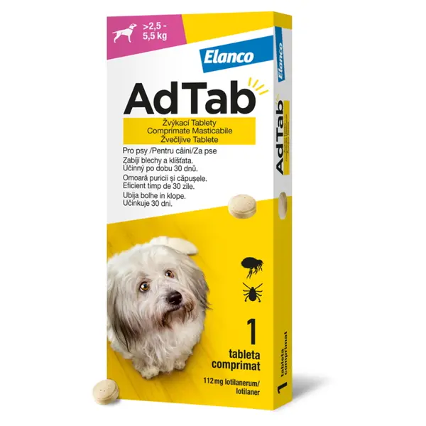 ADTAB 112 mg žvýkací tableta pro psy (2,5–5,5 kg) 1 kus