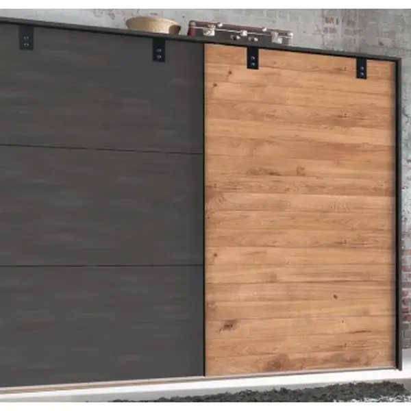 Šatní skříň Detroit, 250 cm, prkenný dub/antracitová ocel