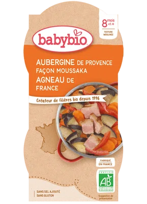 BABYBIO lilek na způsob Musaky s jehněčím masem 2 x 200 g