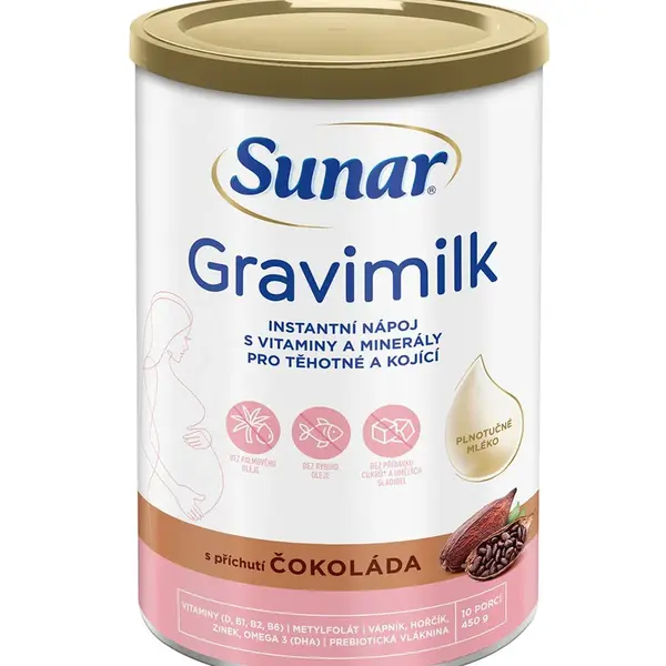 SUNAR Gravimilk s příchutí čokoláda pro těhotné a kojící ženy 450 g